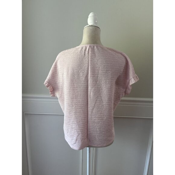 Pale Pink Textured Ruffle Sleeve Blouse XL - Picture 3 of 4